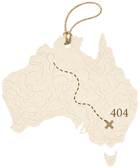 Australian map bookmark marked 404 — this page was not found